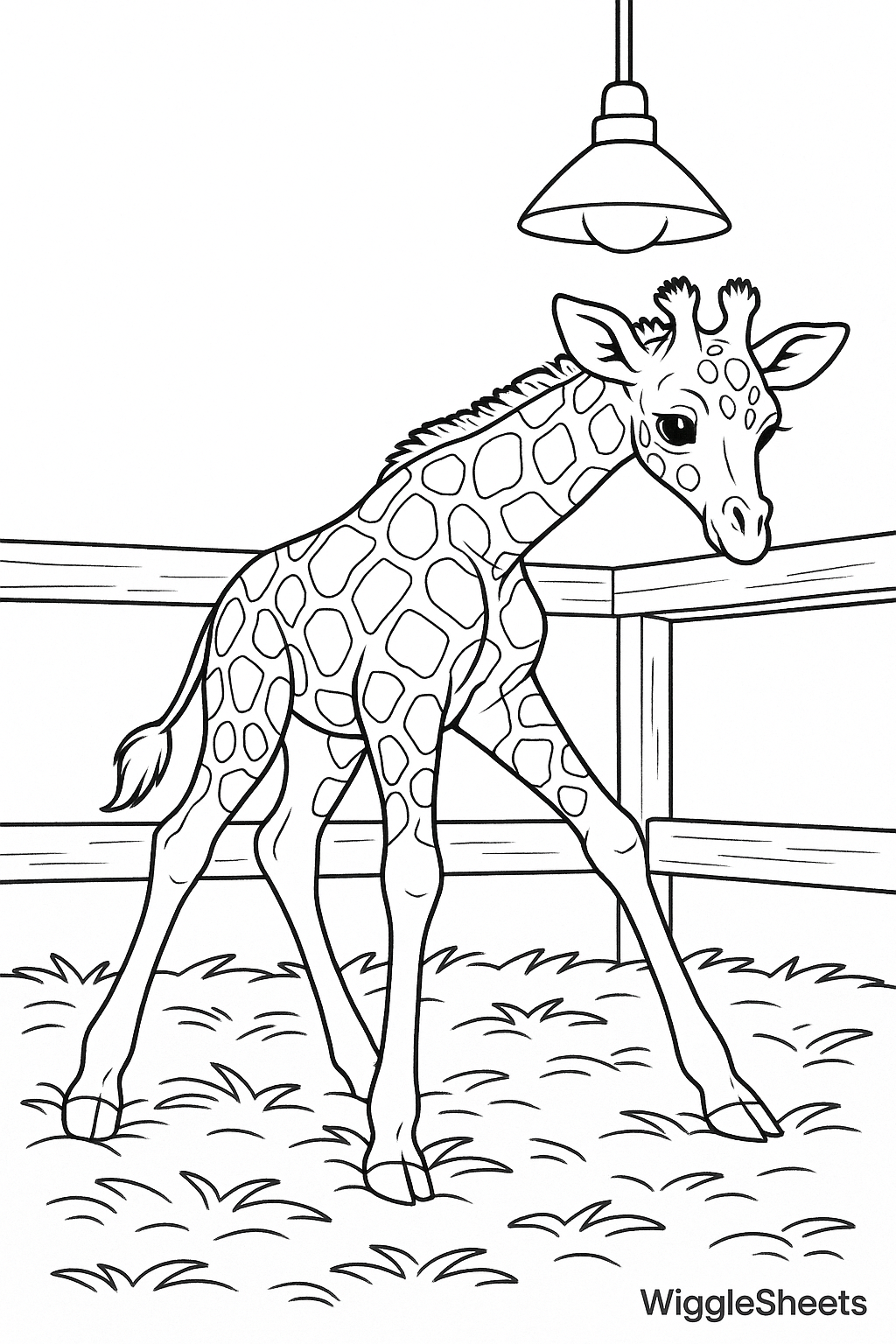 Baby Giraffe First Steps in the Nursery Coloring Page