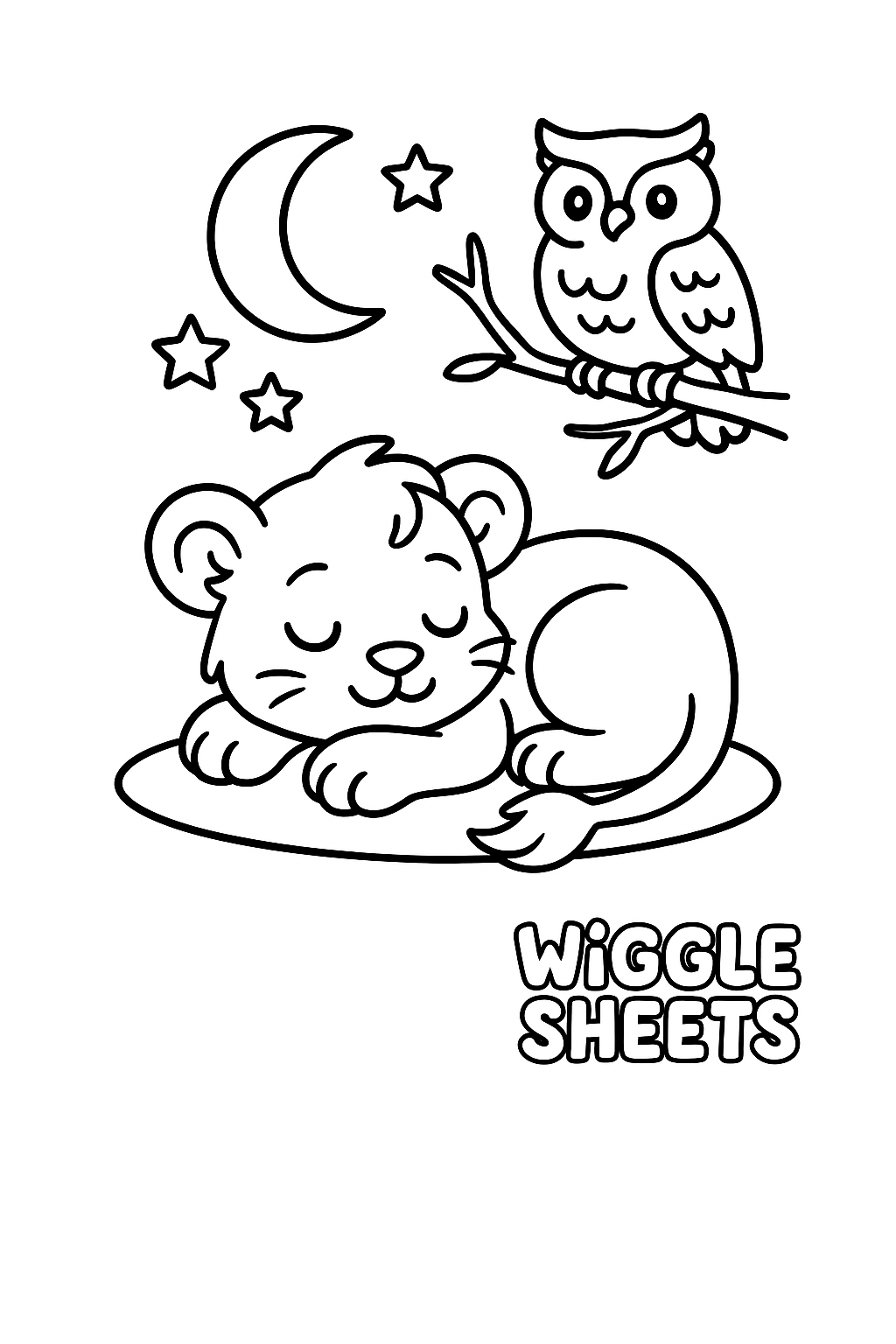 Baby Lion Cub Sleeping Coloring Page