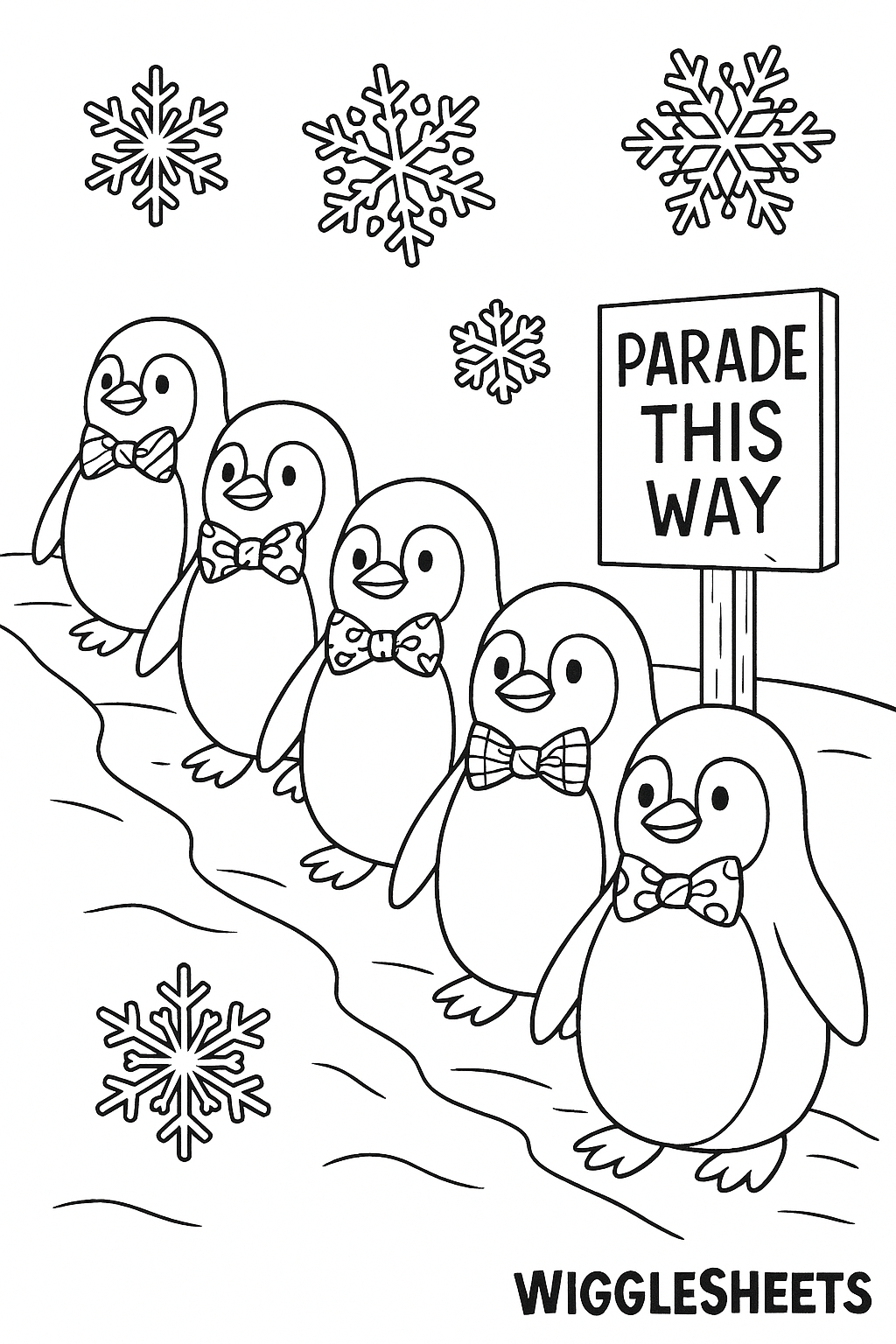 Penguin Parade Coloring Page