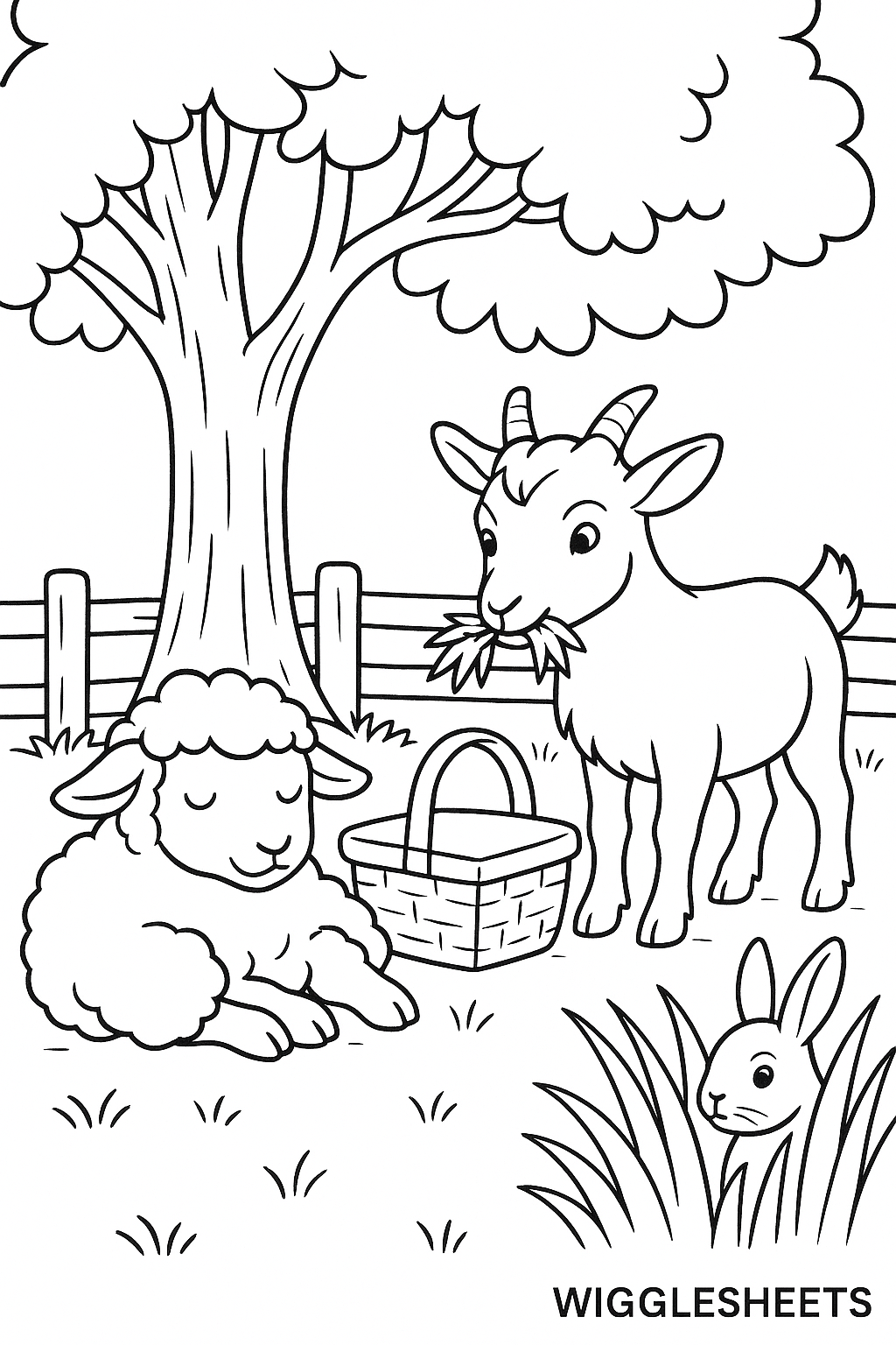Petting Zoo Picnic Coloring Page
