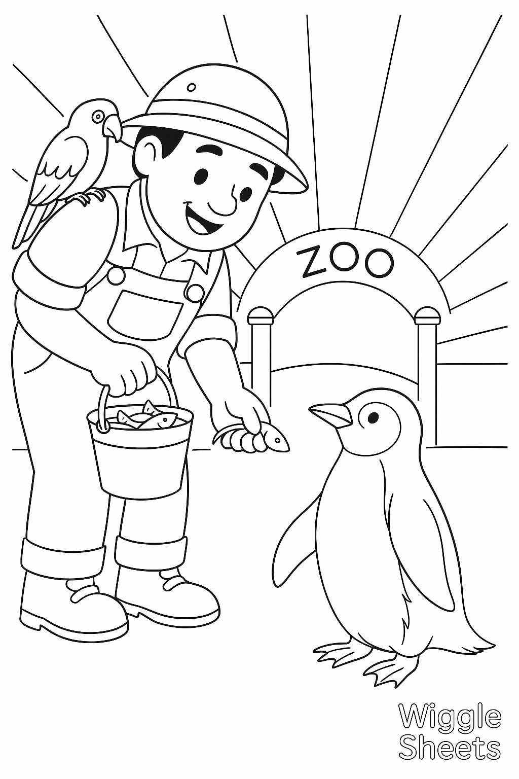 Zoo Keeper’s Morning Rounds Coloring Page