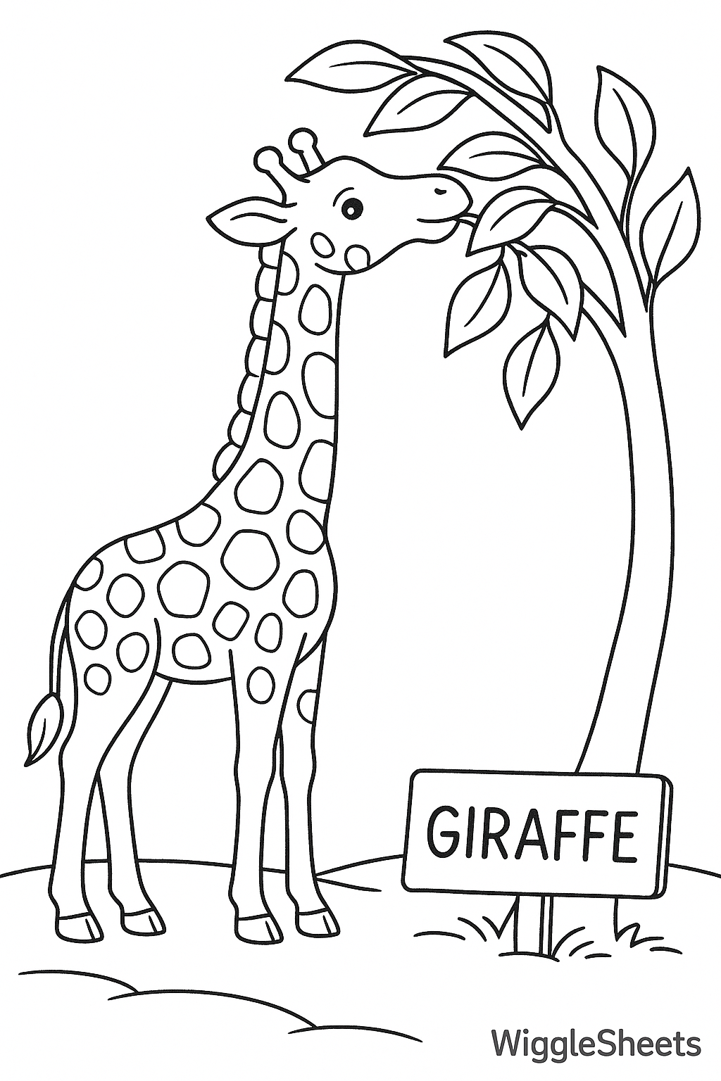 Giraffe Snacktime Coloring Page
