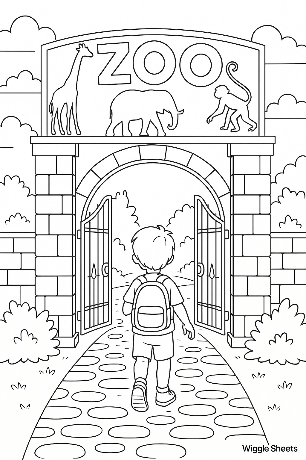 Grand Zoo Entrance Archway Coloring Page