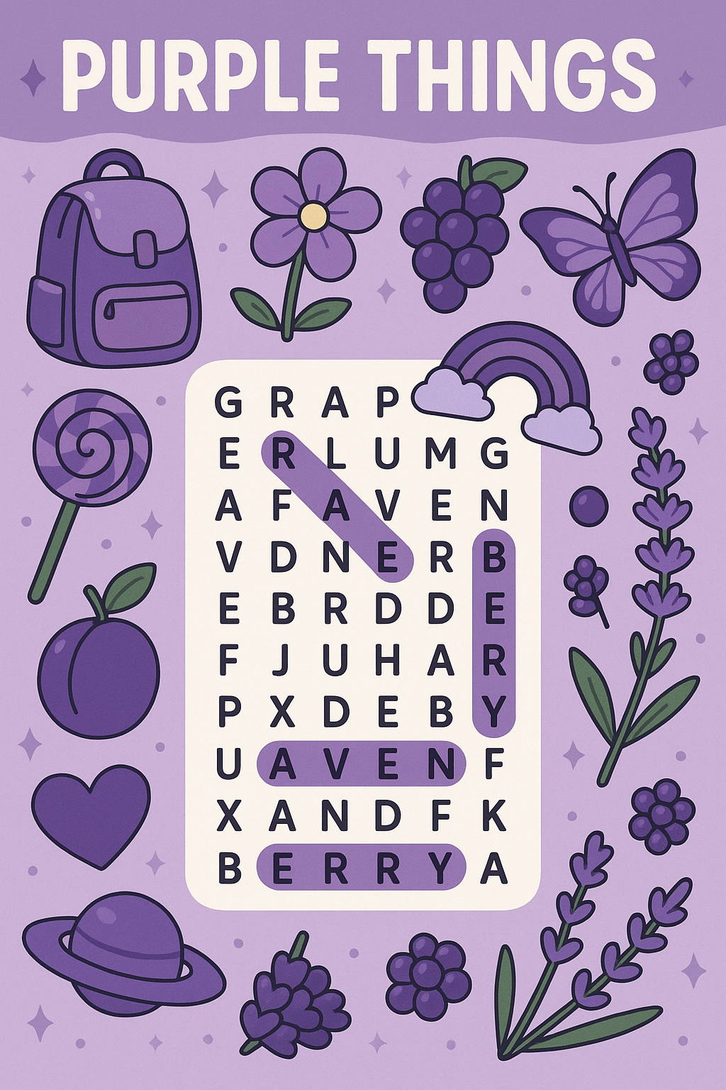 Purple Things Word Search Category