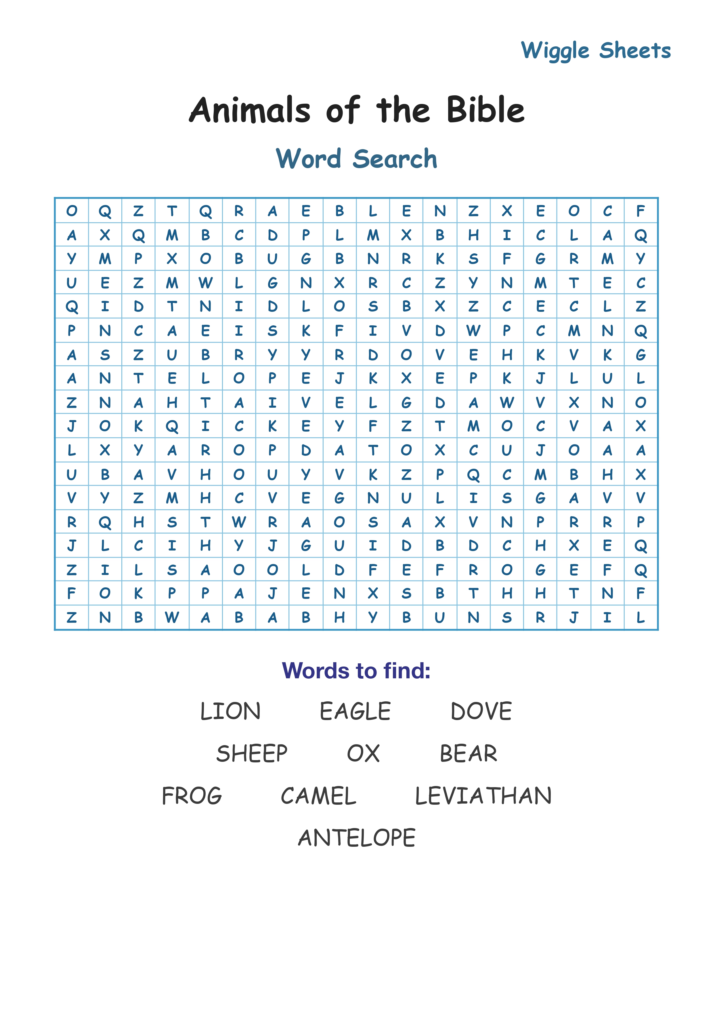 Animals of the Bible Word Search