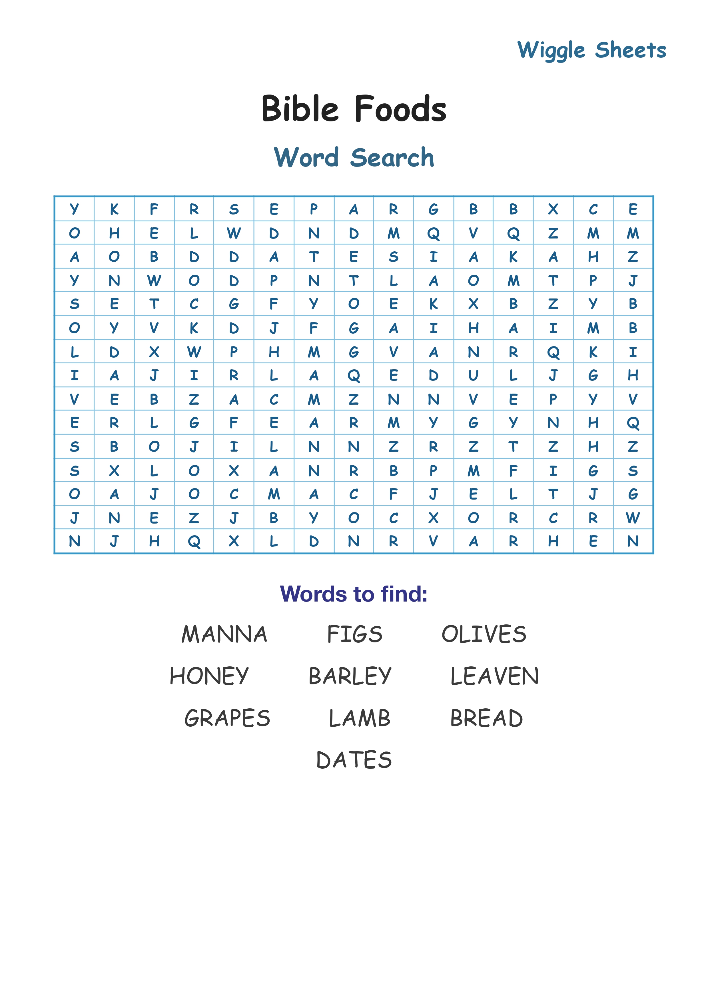 Bible Foods Word Search