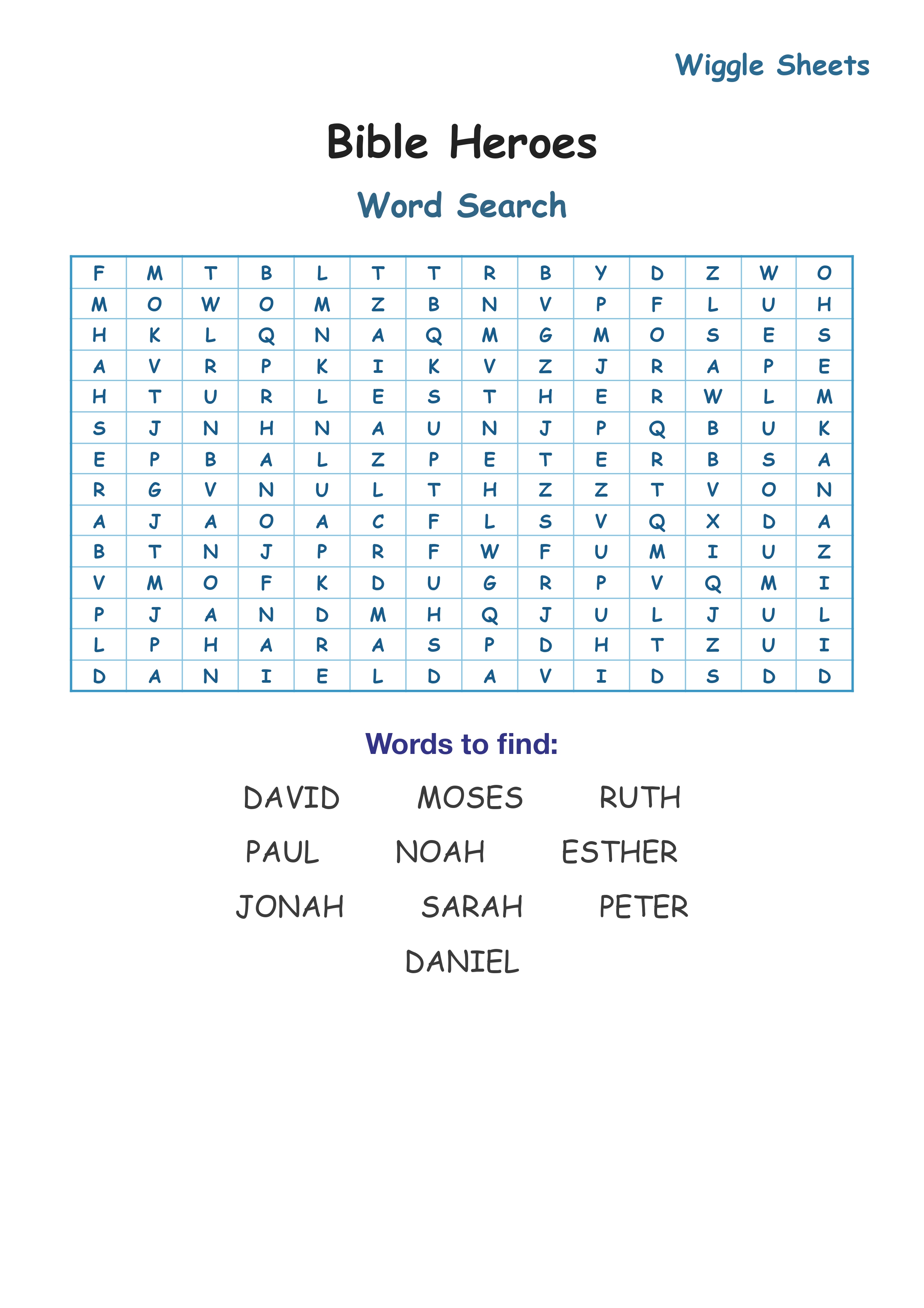 Bible Heroes Word Search