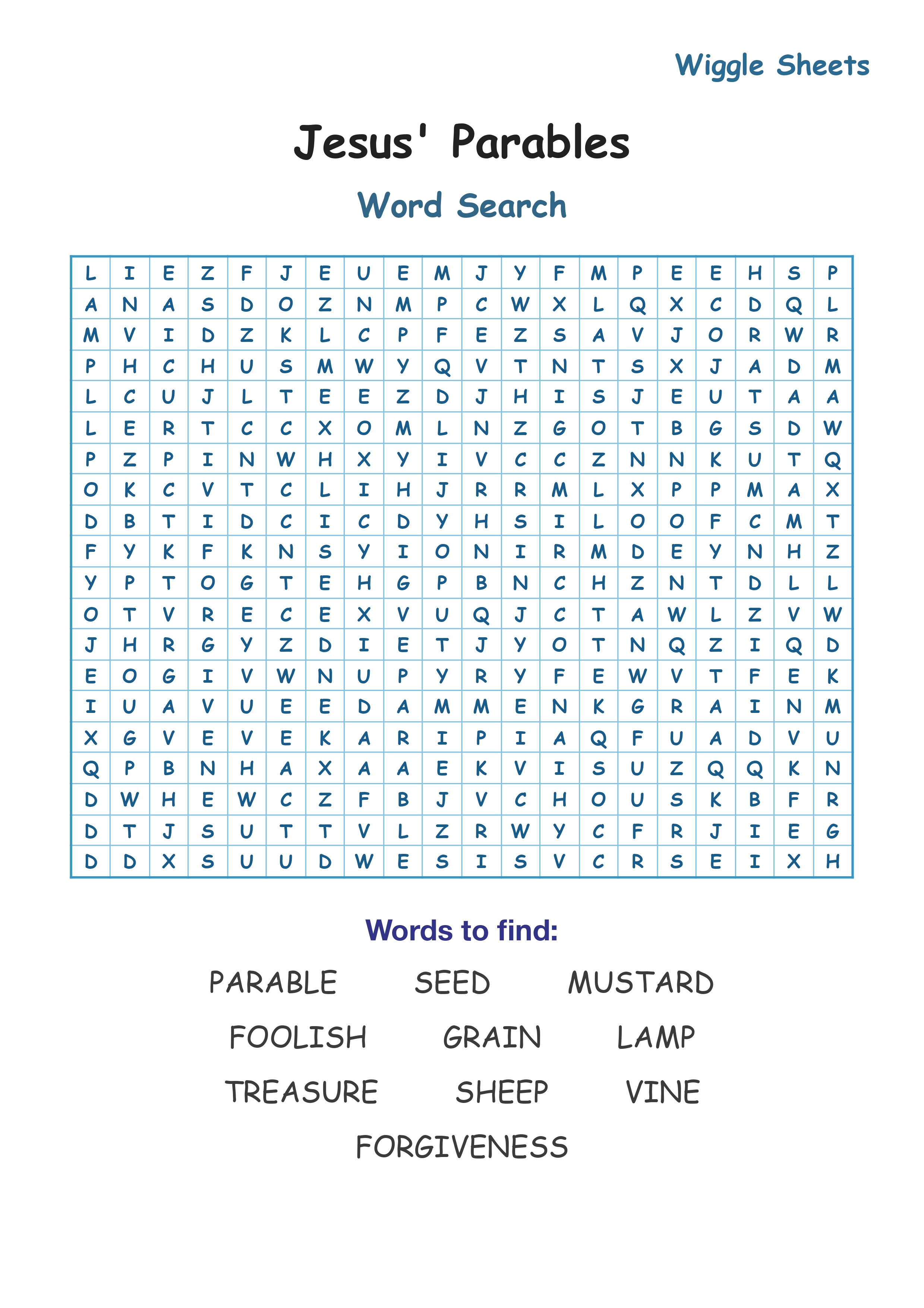 Jesus' Parables Word Search
