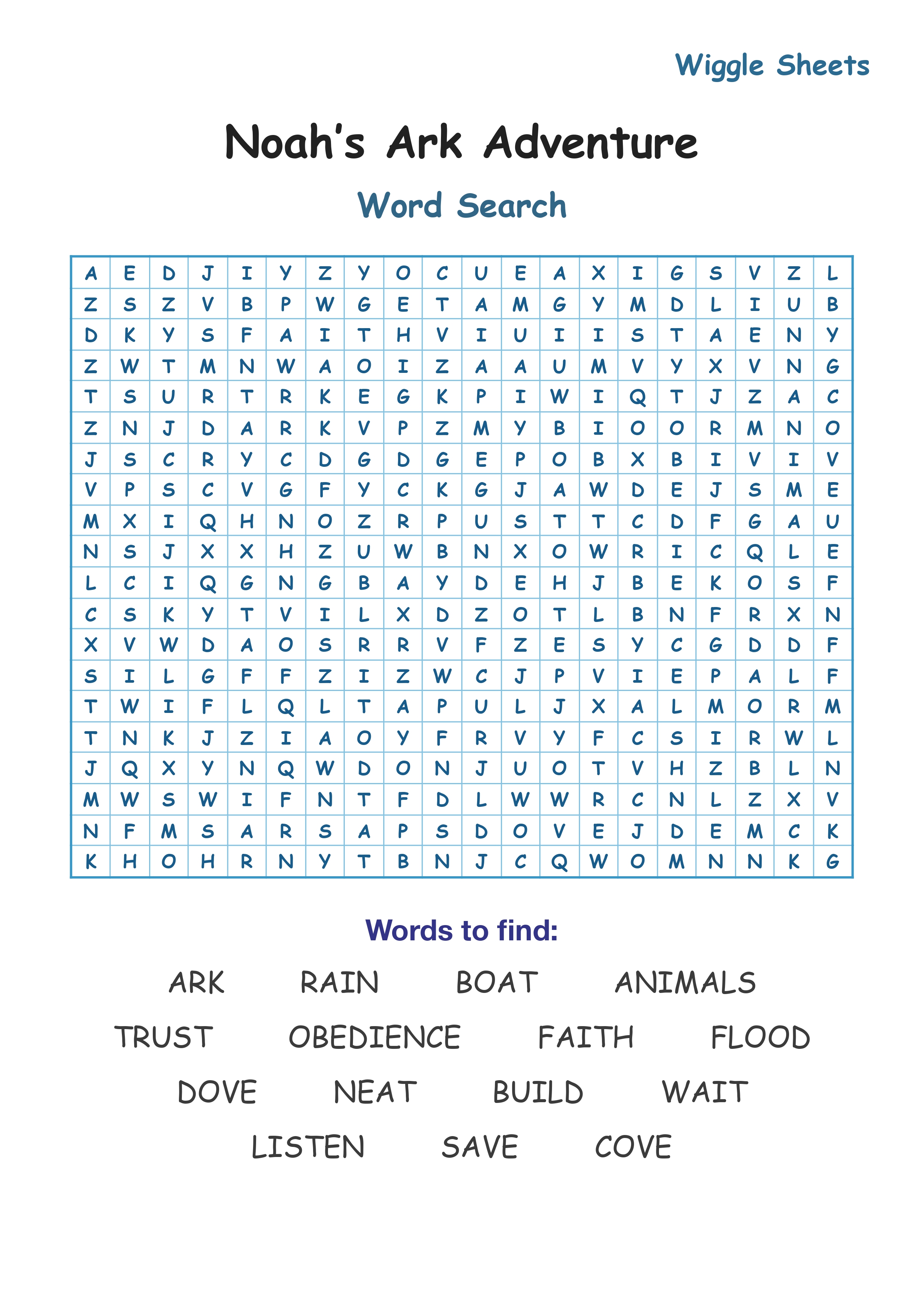 Noah’s Ark Adventure Word Search