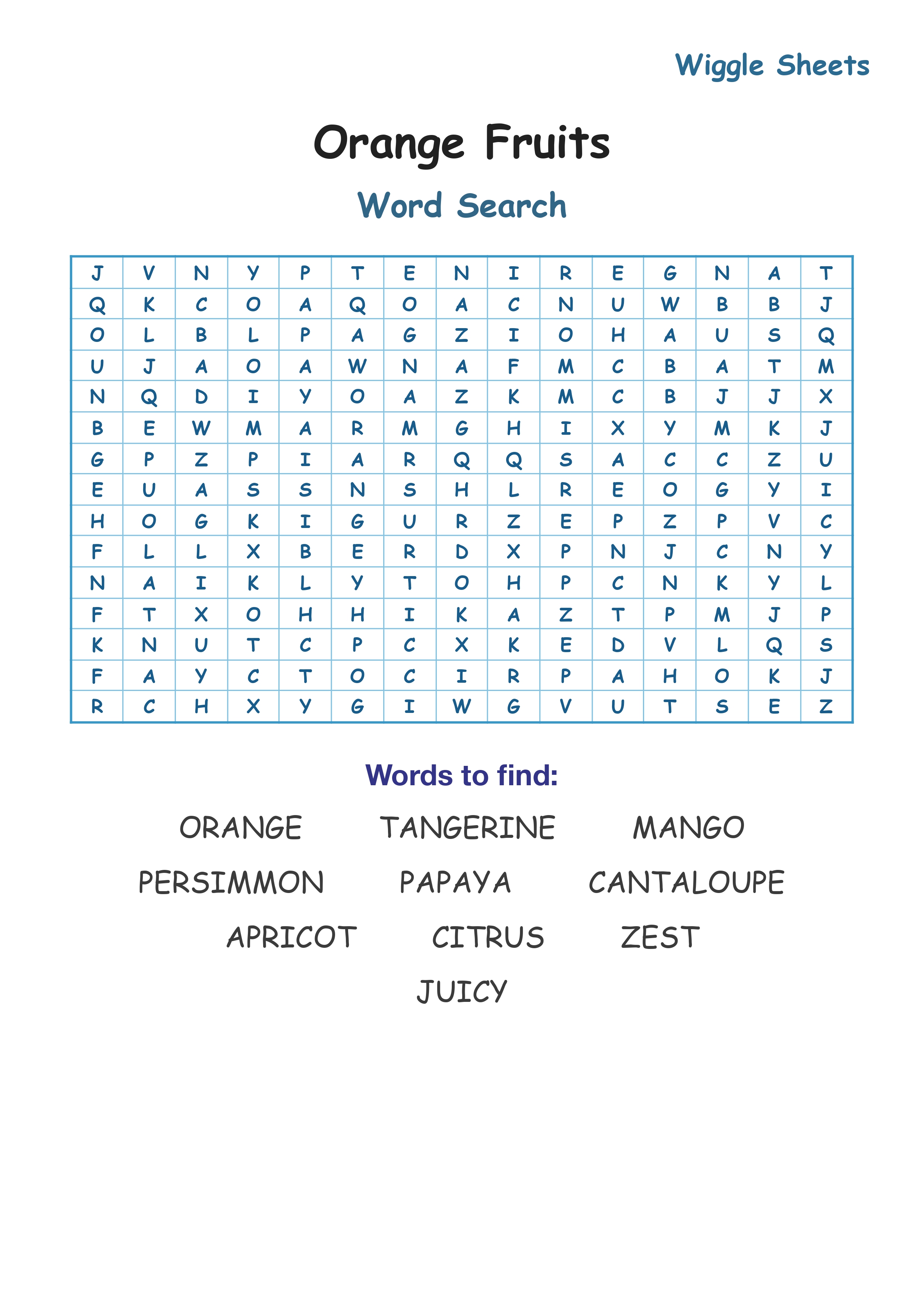 Orange Fruits Word Search