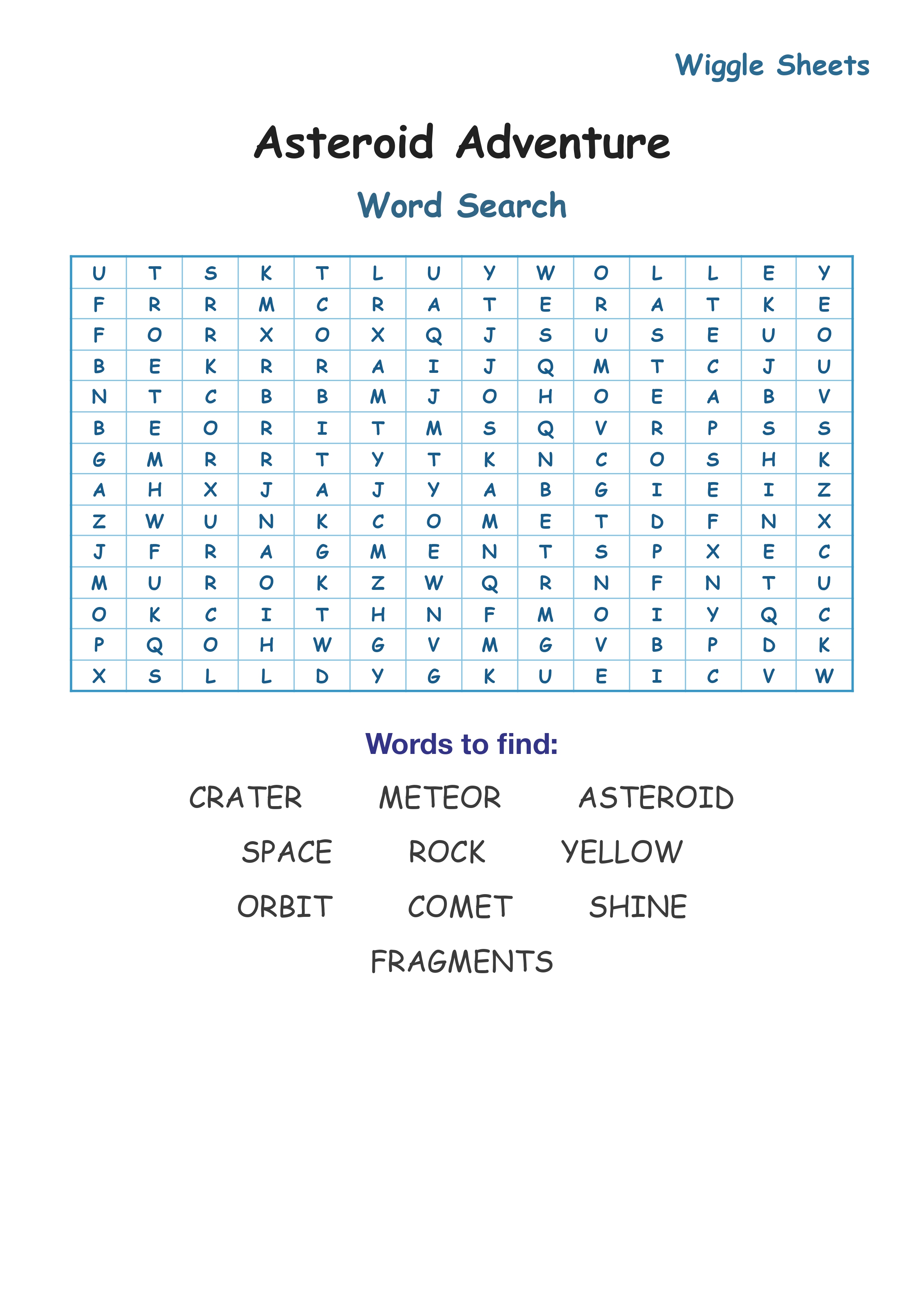 Asteroid Adventure Word Search