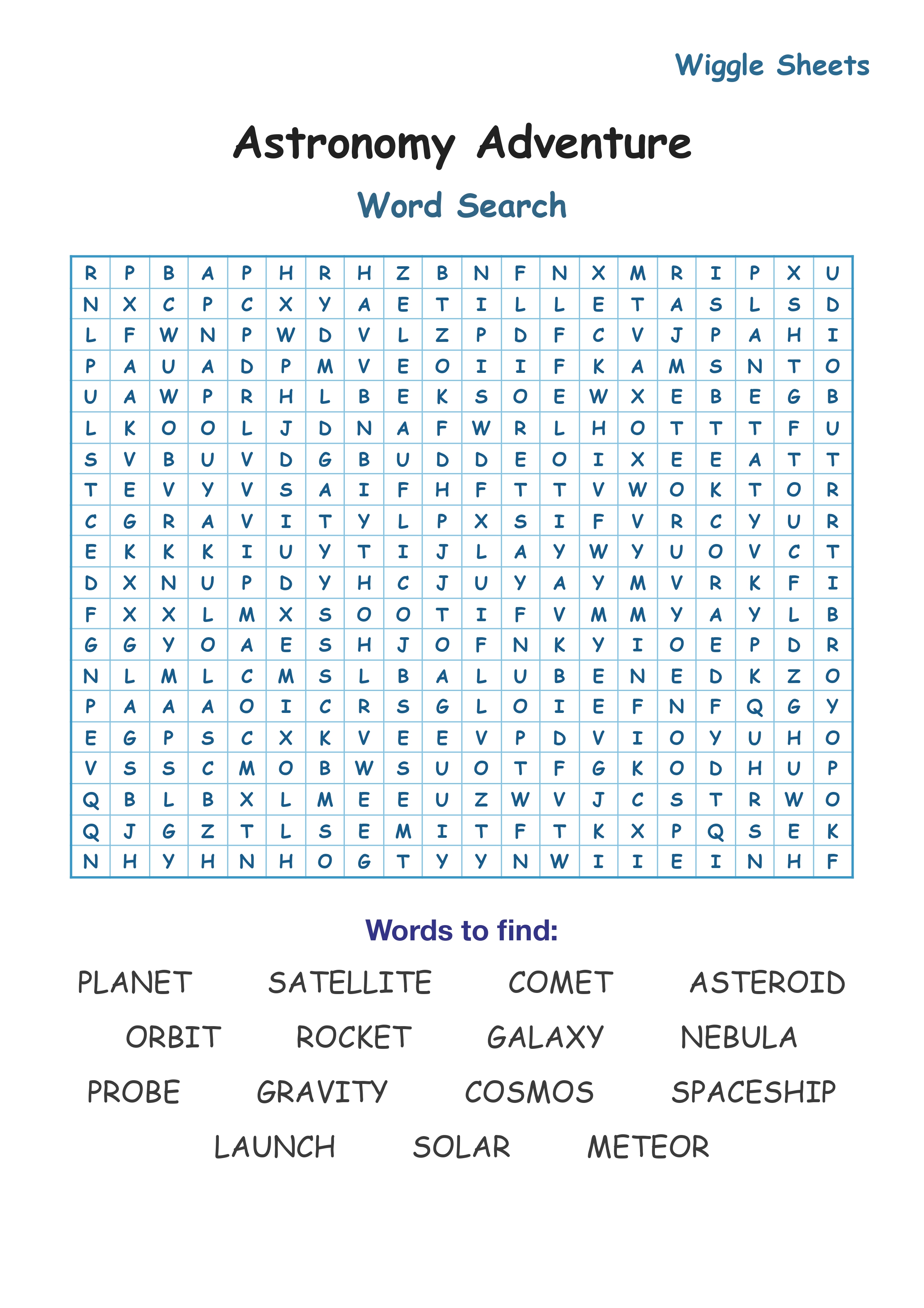 Astronomy Adventure Word Search