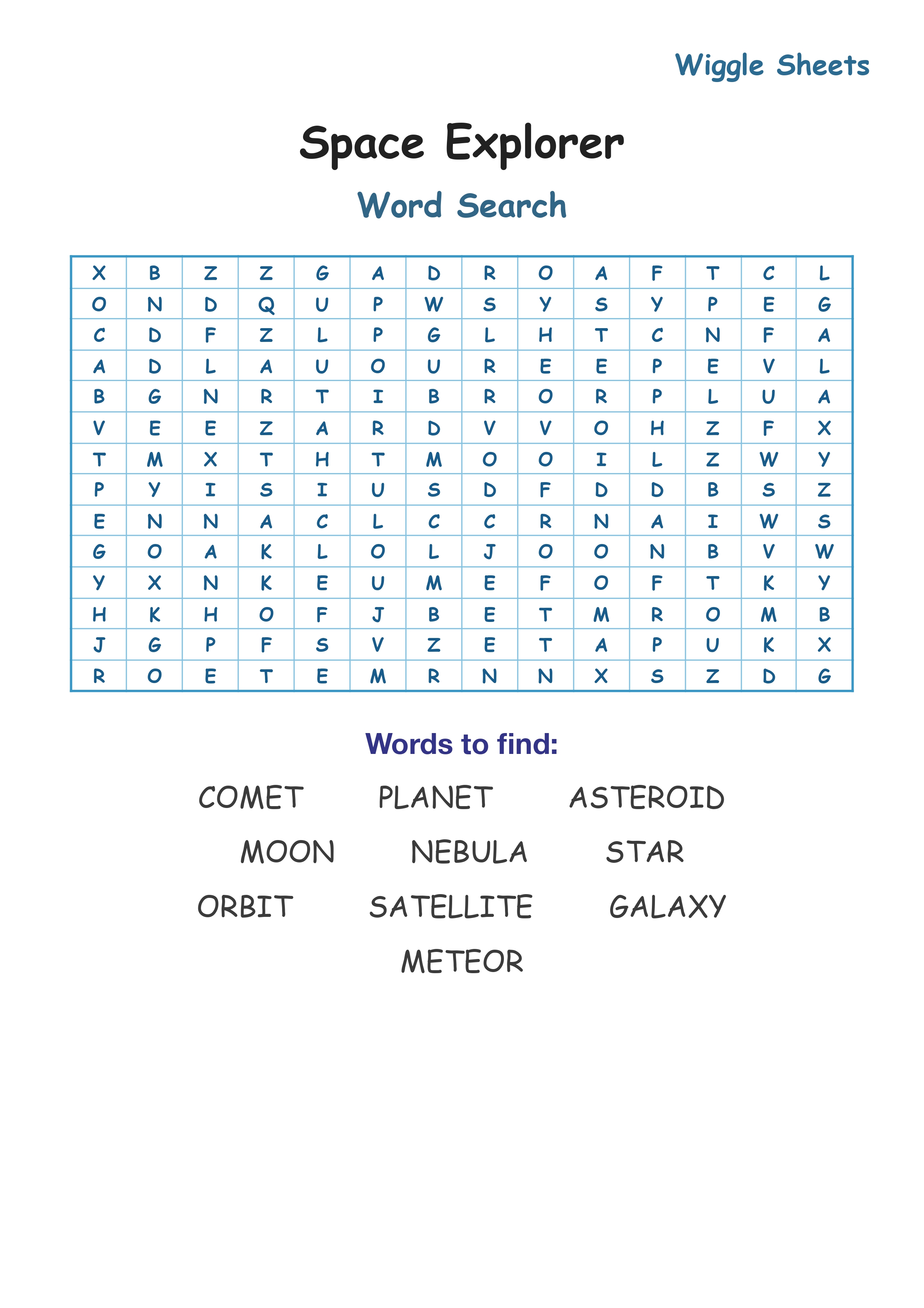 Space Explorer Word Search